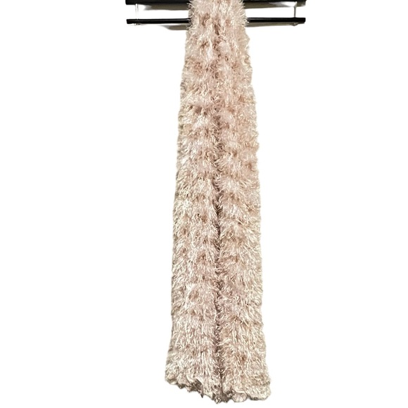 Accessories - White & Cream Fuzzy Thin Long Tube Scarf